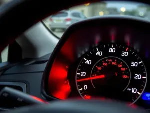 Zbliżenie na pasek rozrządu w silniku benzynowym z widocznymi zębami przekładni i elementami mechanicznymi.