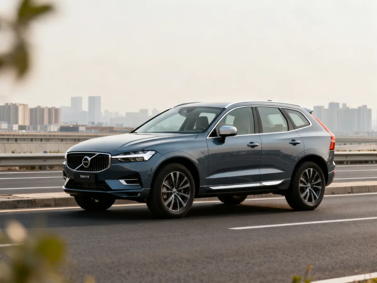 Volvo XC60 na drodze między miastem a trasą