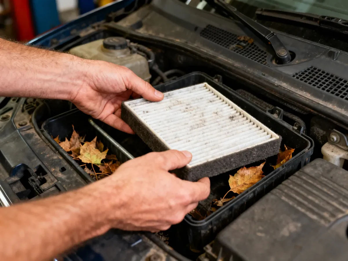 Wymiana filtra kabinowego w obudowie podszybia Audi A4 B5