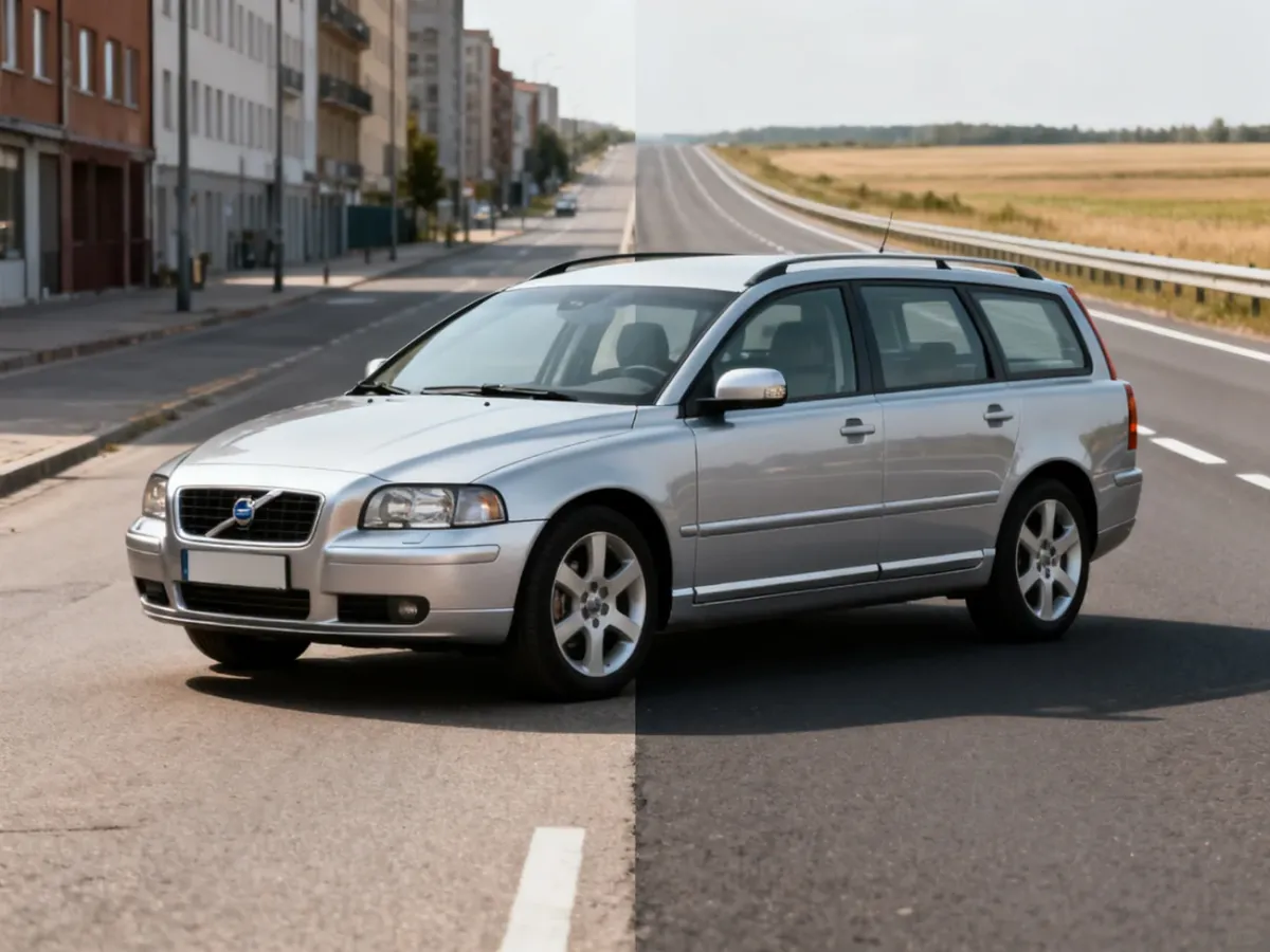 Srebrne Volvo V50 kombi na drodze
