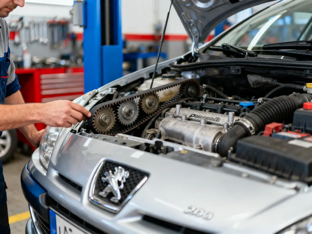 Mechanik sprawdzający pasek rozrządu w Peugeocie 206