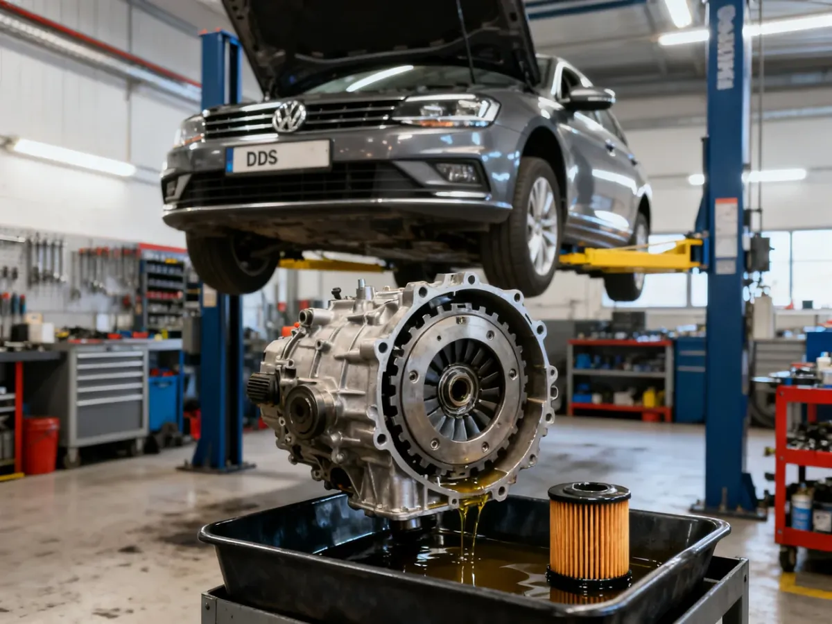 Mechanik wymieniający olej i filtr w skrzyni DSG