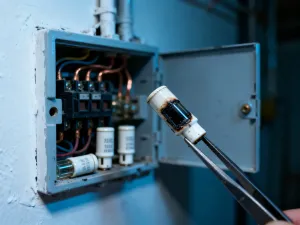Mechanik trzymający zdemontowaną turbosprężarkę w warsztacie samochodowym podczas diagnostyki usterki.