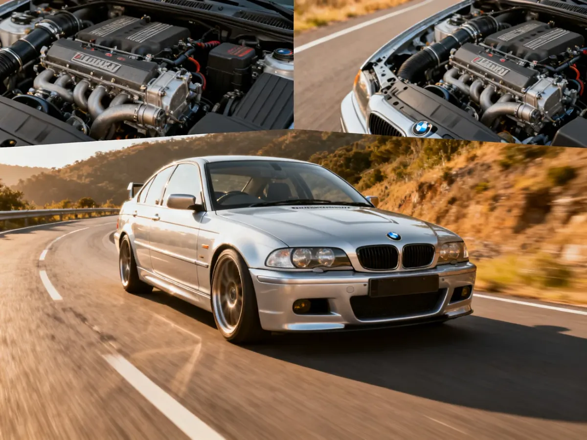 Sportowe BMW E46 z silnikiem benzynowym R6 na krętej drodze