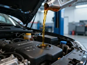 Otwarta komora silnika 1.5 dCi z widocznym nowym paskiem rozrządu i metalowymi rolkami w profesjonalnym warsztacie.